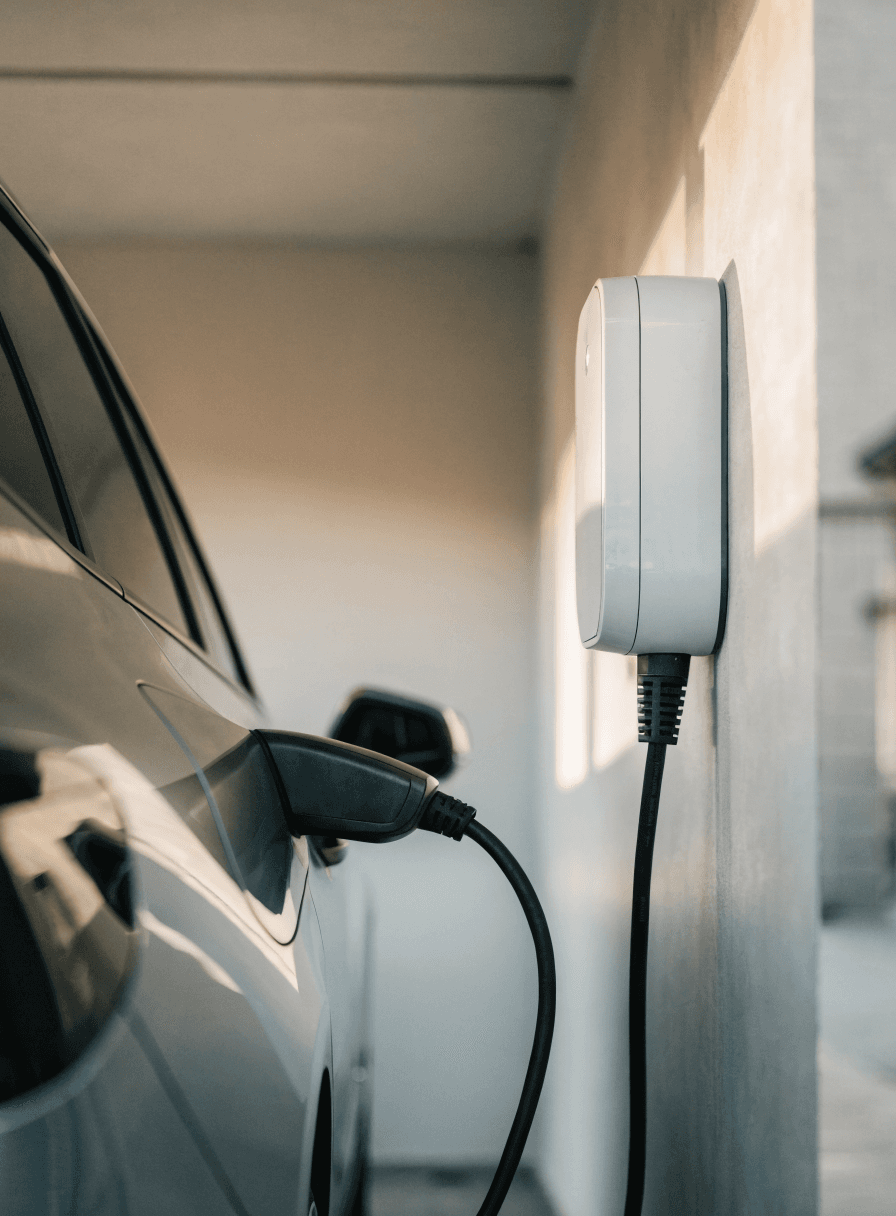 Wallbox de carga conectado a un coche eléctrico en una vivienda de Valencia